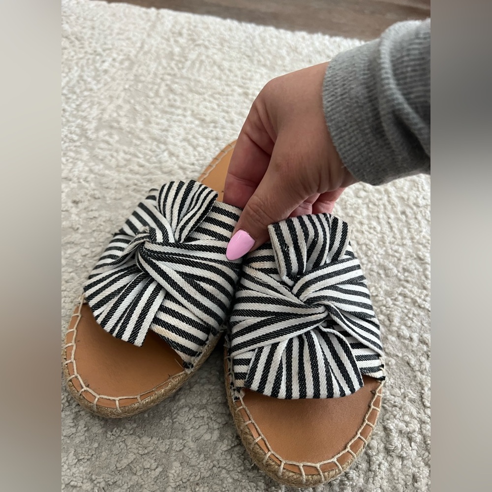 OLIVIA MILLER Striped Bow Sandals